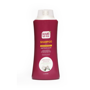 Hairstyle shampoo with garlic bottle on a white background