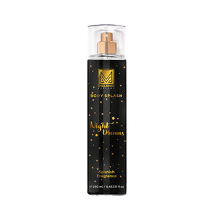 Body Splash bottle labeled 'Night Dreams' by Melano on a white background
