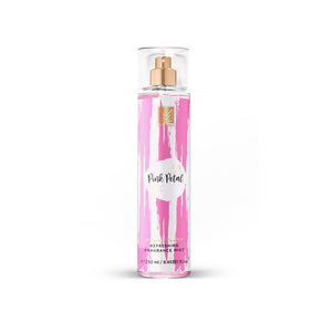 Pink Petal refreshing fragrance mist bottle on a white background