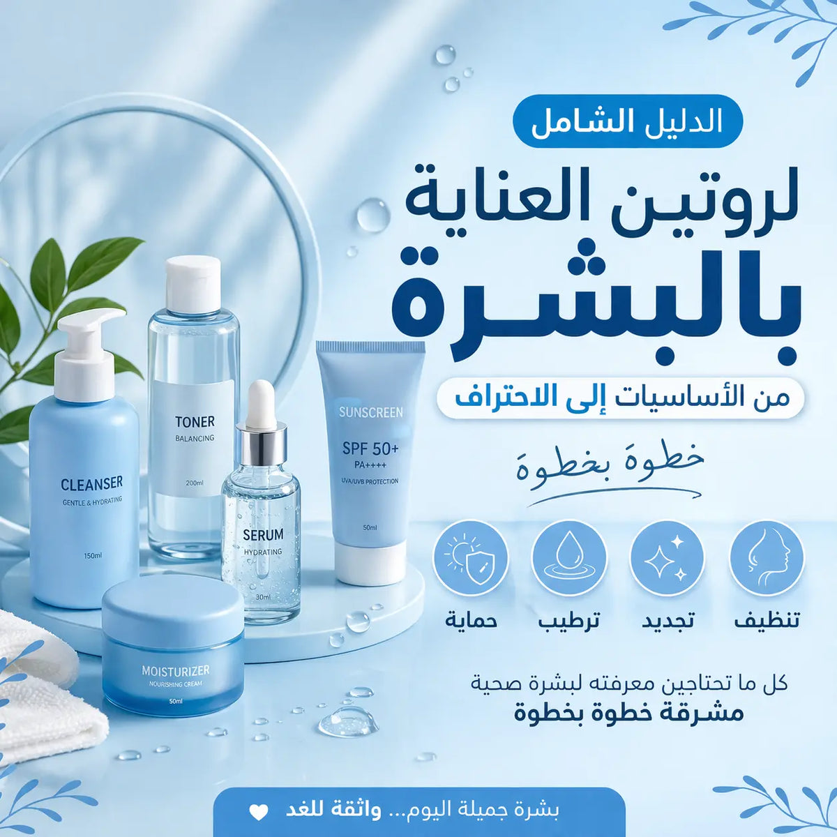 الدليل الشامل لروتين العناية بالبشرة: من الأساسيات إلى الاحتراف خطوة بخطوة