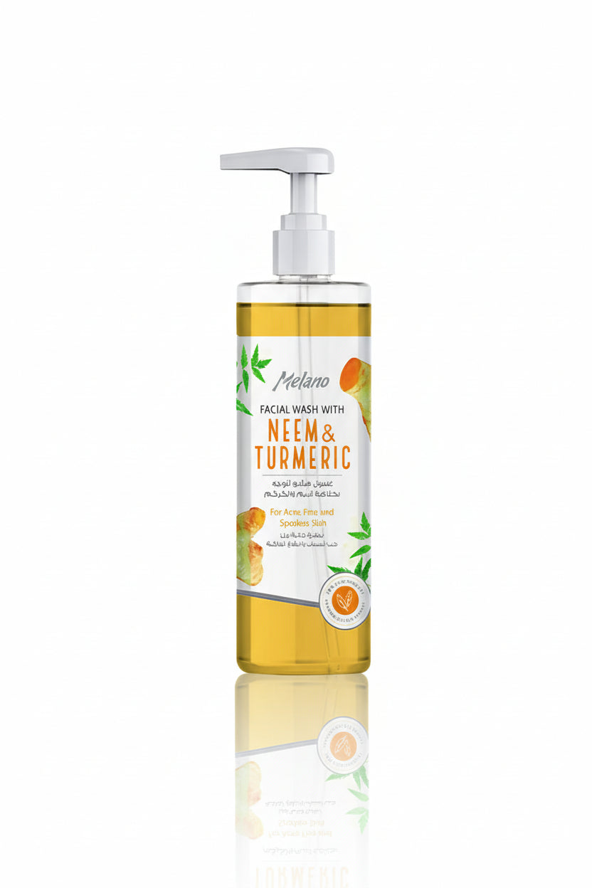 Melano Turmeric & Neem Face Wash 200 ml bottle  on a white background
