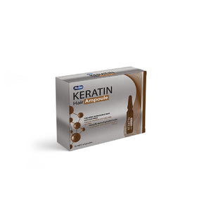 Keratin hair ampoule packaging on a white background