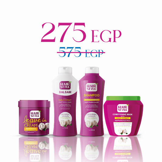 Hairstyle set with garlic extract