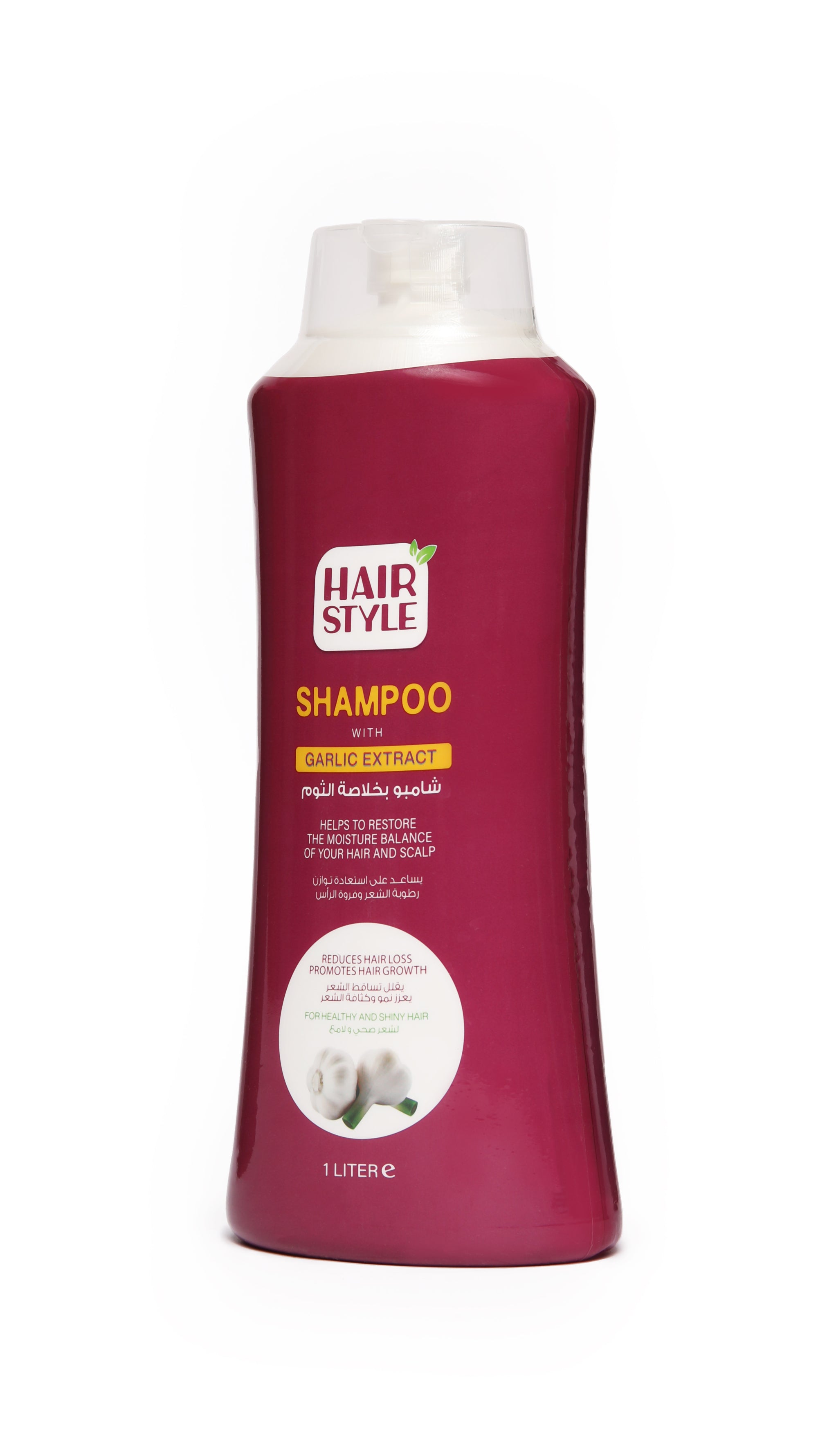 Hairstyle shampoo with garlic bottle 