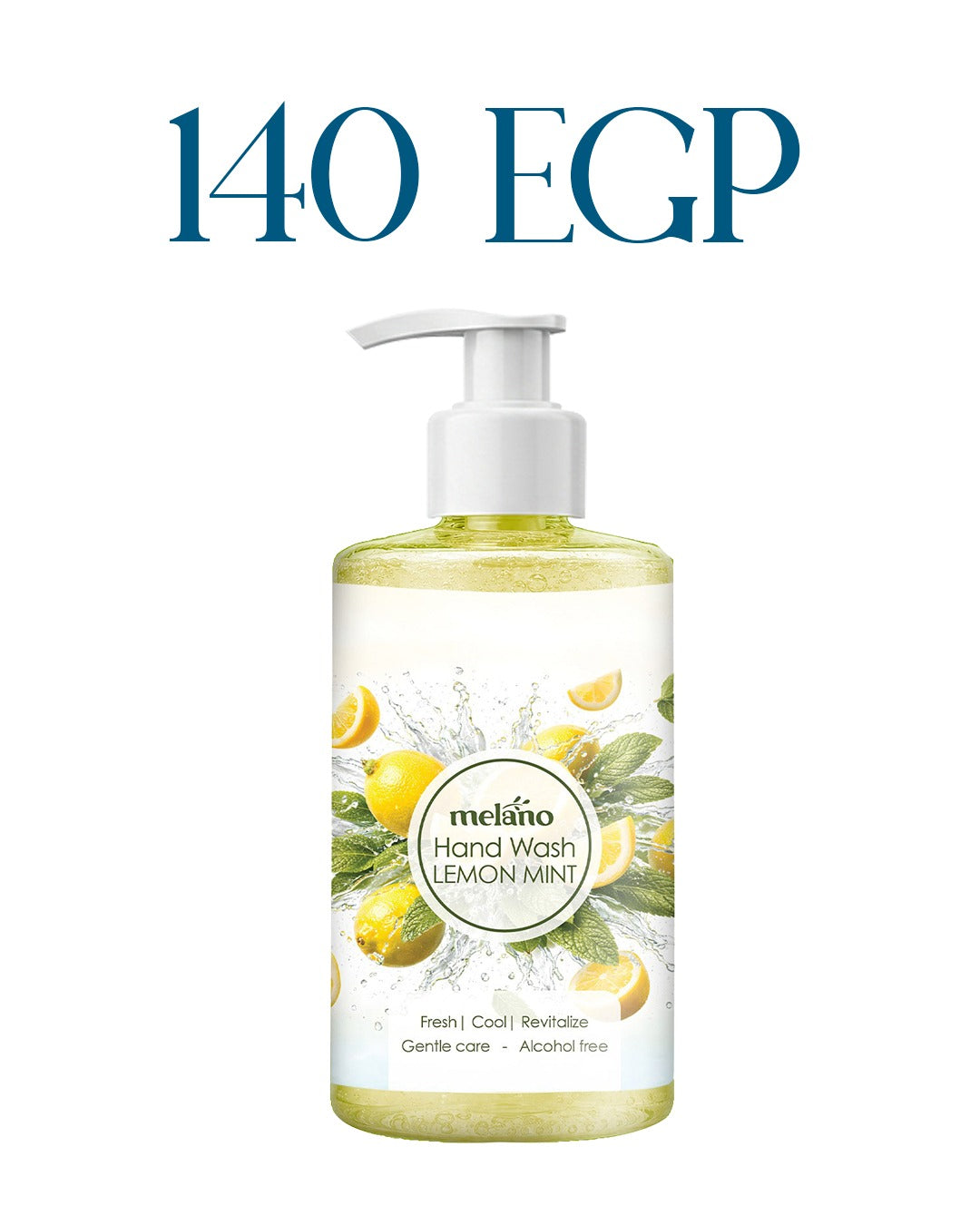 Melano Lemon Mint Hand Wash bottle with lemon and mint design on a white background