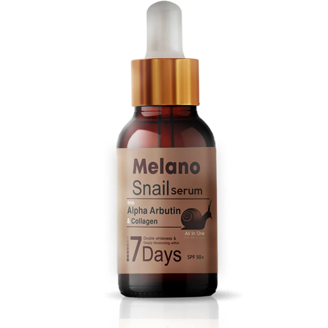 Melano Snail serum bottle with dropper from melano pharma
