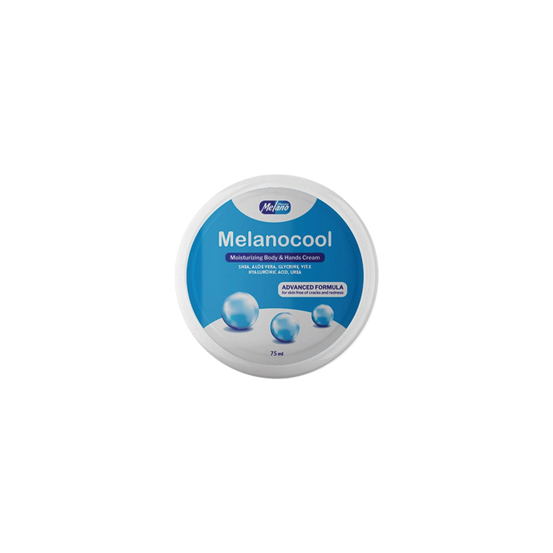 Melanocool moisturizing body cream jar from melano pharma
