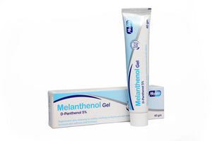 Melanthenol Gel tube and box on a white background