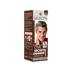 Selecta hair color lotion packaging with a man's face on the label.