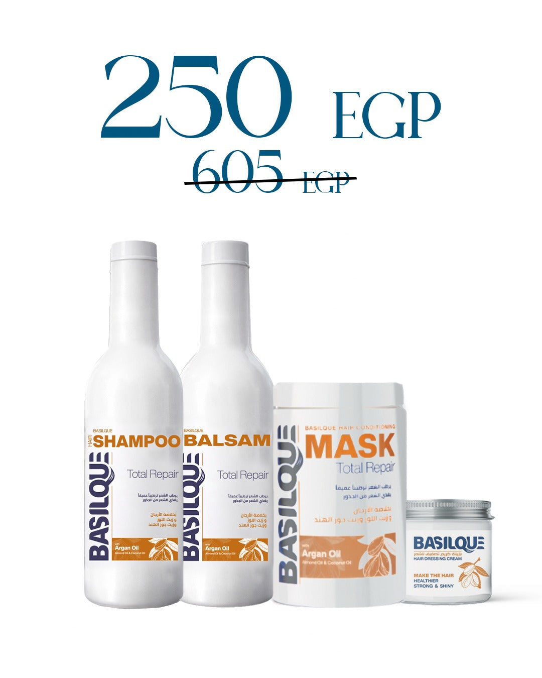 Basilque Argan Repair Set – Shampoo + Balsam + Mask + Hair Dressing