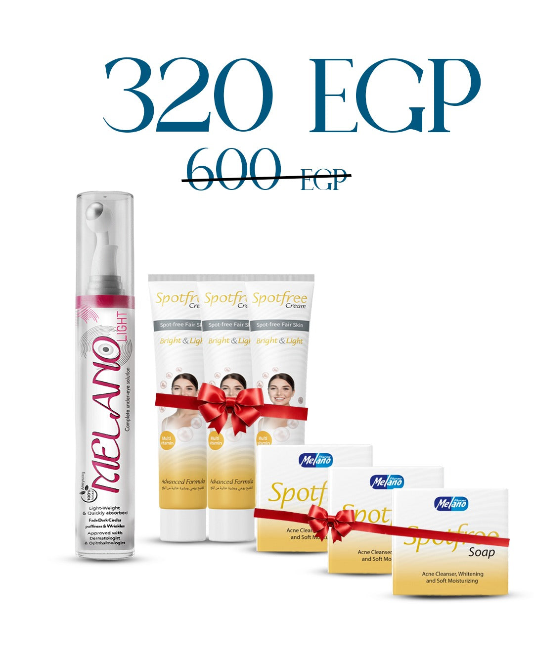Melano beauty Set (Melano Light under eye cream + Spotfree Soap + Spotfree Cream)