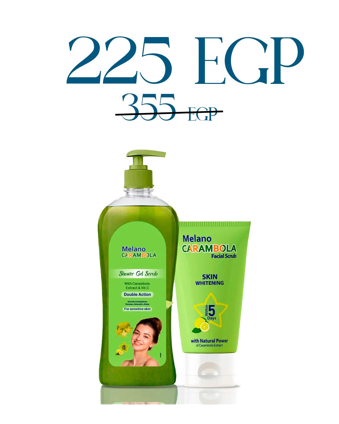Melano Carambola Whitening Facial Scrub & Shower Gel Scrub Set