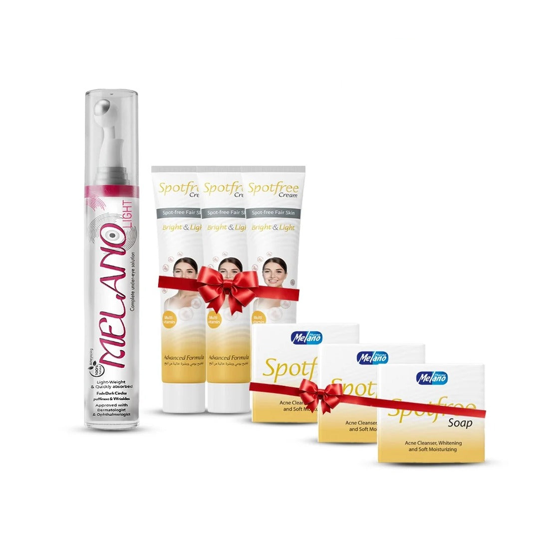 Melano beauty Set (Melano Light under eye cream + Spotfree Soap + Spotfree Cream)