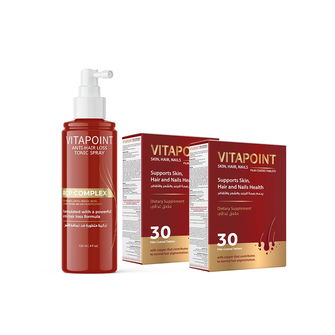 Vitapoint Hair Growth Bundle – Anti-Hair Loss Tonic Spray + 2 Boxes Hair Vitamins | 850 EGP