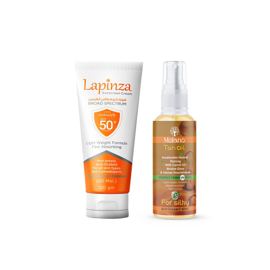 *Summer Protection Duo – Lapinza Sunscreen SPF 50+ & Melano Tan Oil SPF 30*