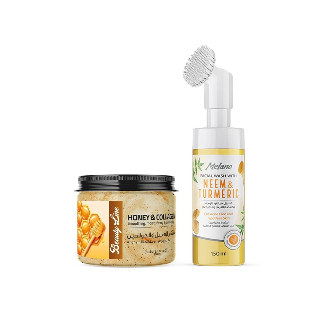 Neem & Turmeric Facial Wash + Honey & Collagen Scrub
