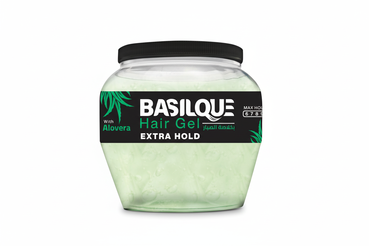 Basilque hair gel extra hold with aloe vera, 350 gm