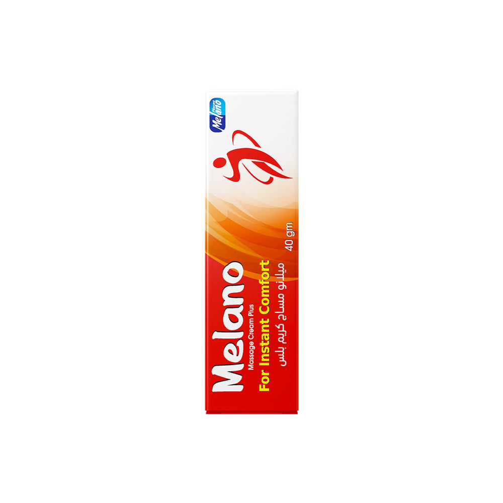 melano massage cream plus tube packaging on a white background